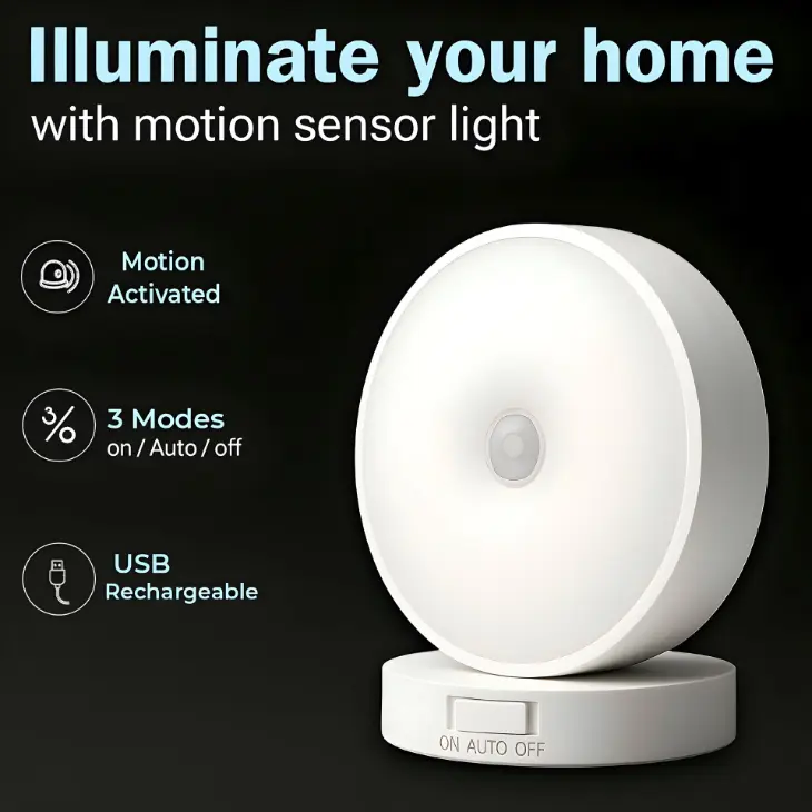 Rechargeable LED Motion Sensor Light – Easy Stick-On, Energy Saving